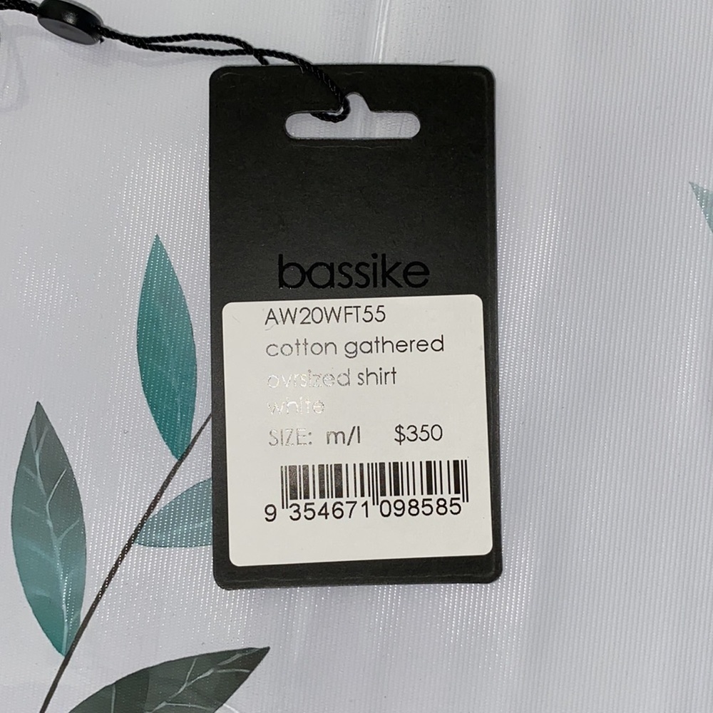 Bassike Cotton Gathered Oversized Shirt In White M/L - Picture 4 of 7